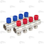 نیو کلکتور کوپلی همراه با شیر تنظیم (دسته آبی و قرمز) نیوپایپ برای جداسازی آب و توزیع یکنواخت آب بدون کم شدن یا افت فشار در سیستم لوله و سیستم گرمایش از کف استفاده می شود و برای کنترل دما و تنظیم لوله استفاده می شود